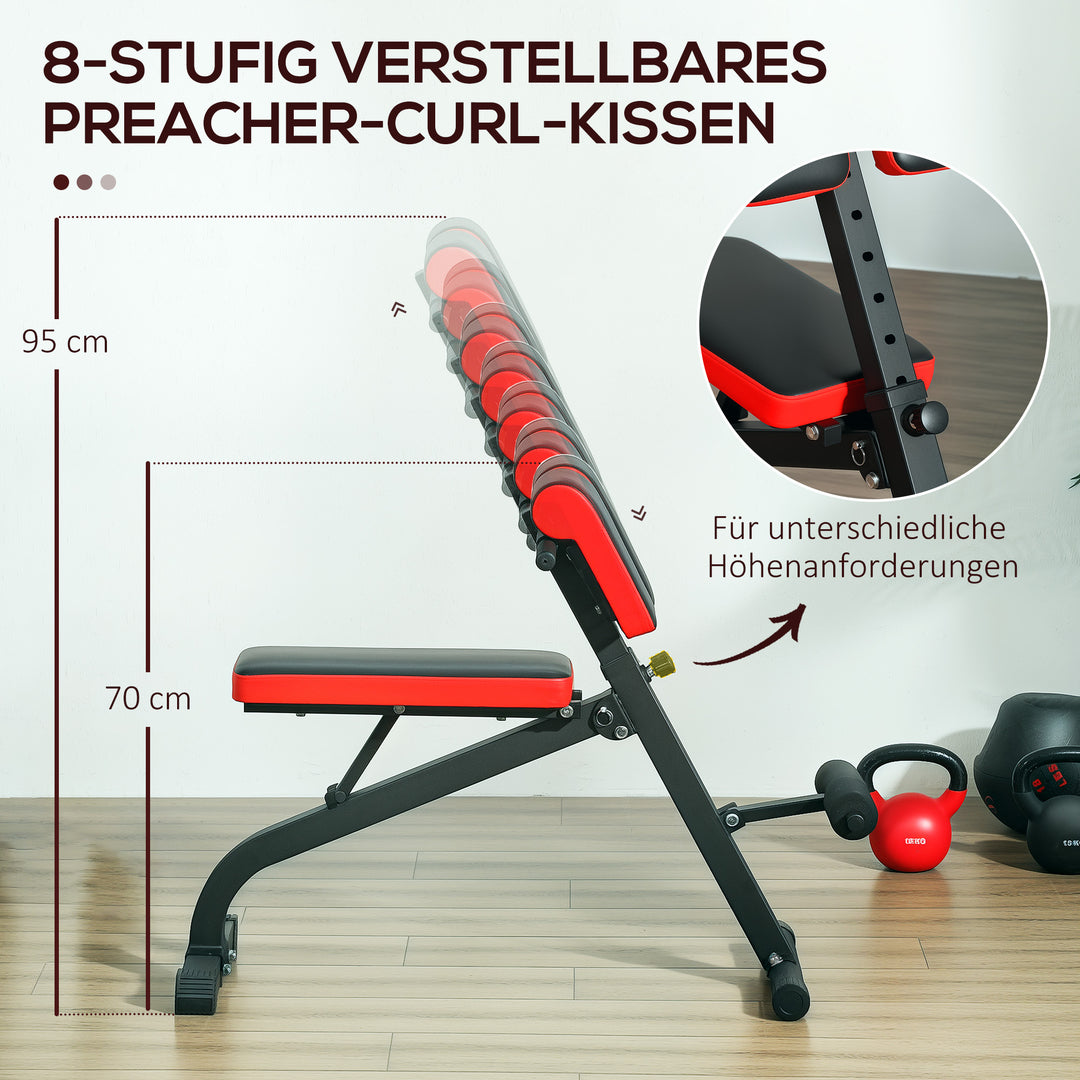 Vægtbænk, multifunktionel træningsbænk, foldbar fitnessbænk, bæreevne op til 120 kg, stål, sort