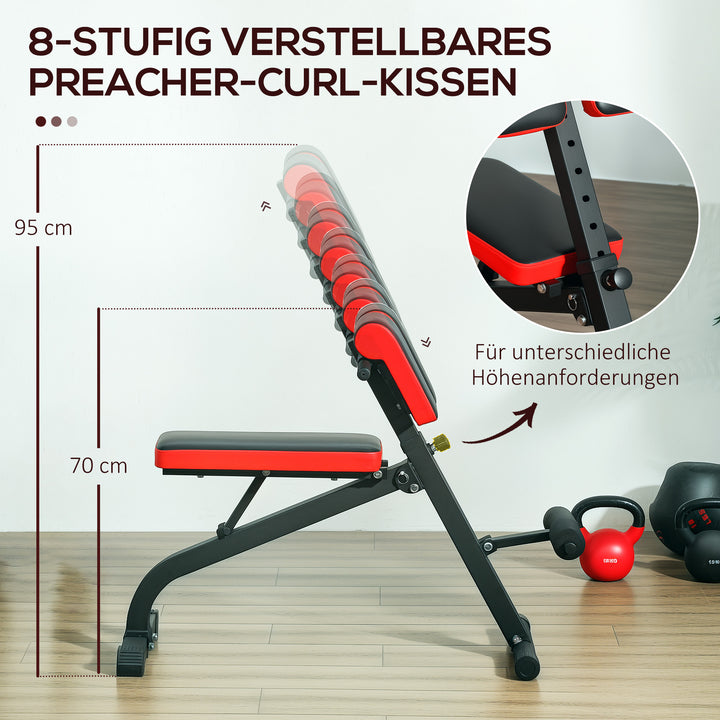 Vægtbænk, multifunktionel træningsbænk, foldbar fitnessbænk, bæreevne op til 120 kg, stål, sort