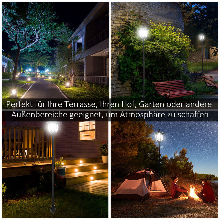 Solar led havelanterne, plastiklanterne, udendørslampe til indendørs og udendørs brug, 177 cm høj, havelampe, 30/60 lumen, til havealtandekoration, sort