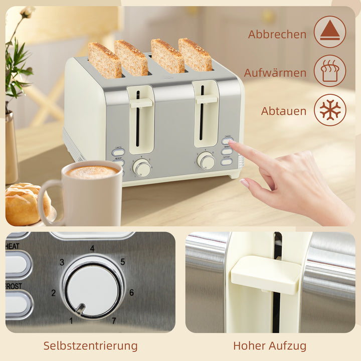 Elkedel- og brødristersæt, 1,7 L, 2200W, Strix termostat, filter, brødrister til 4 skiver, 7 ristningsniveauer, krummebakke