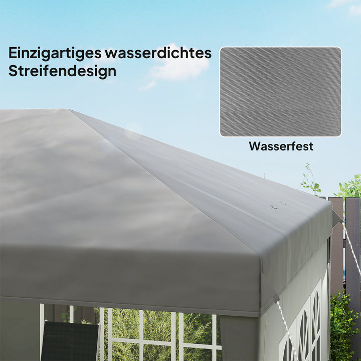 Pavillon ca. 3x6m Vandtæt Pop-up Foldepavillon med 4 sidepaneler, vindue, UV-beskyttelse, bæretaske grå