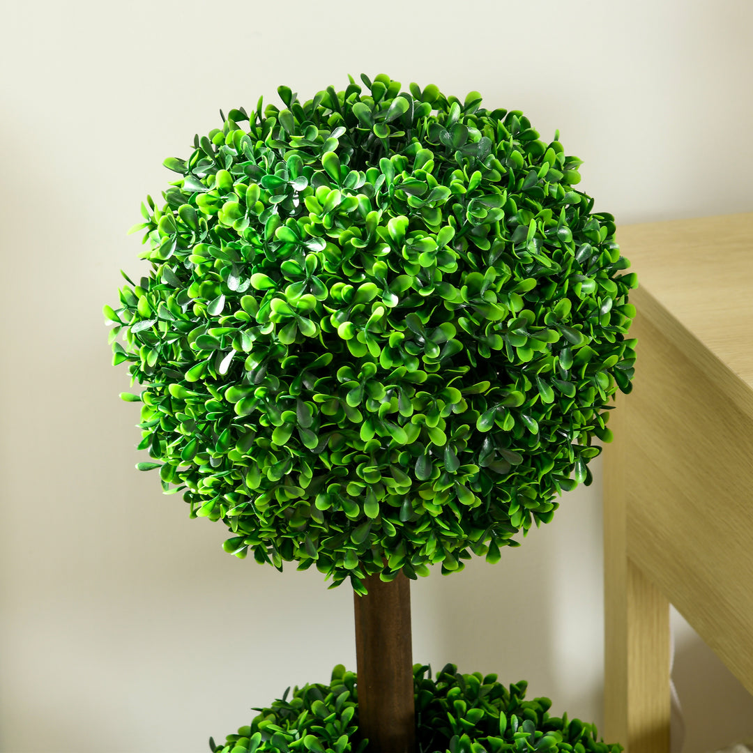 Kunstige planter, sæt med 2 buksbom, 90 cm kunstig plante, kunstigt træ, dekorativ plante til indendørs og udendørs brug, grøn