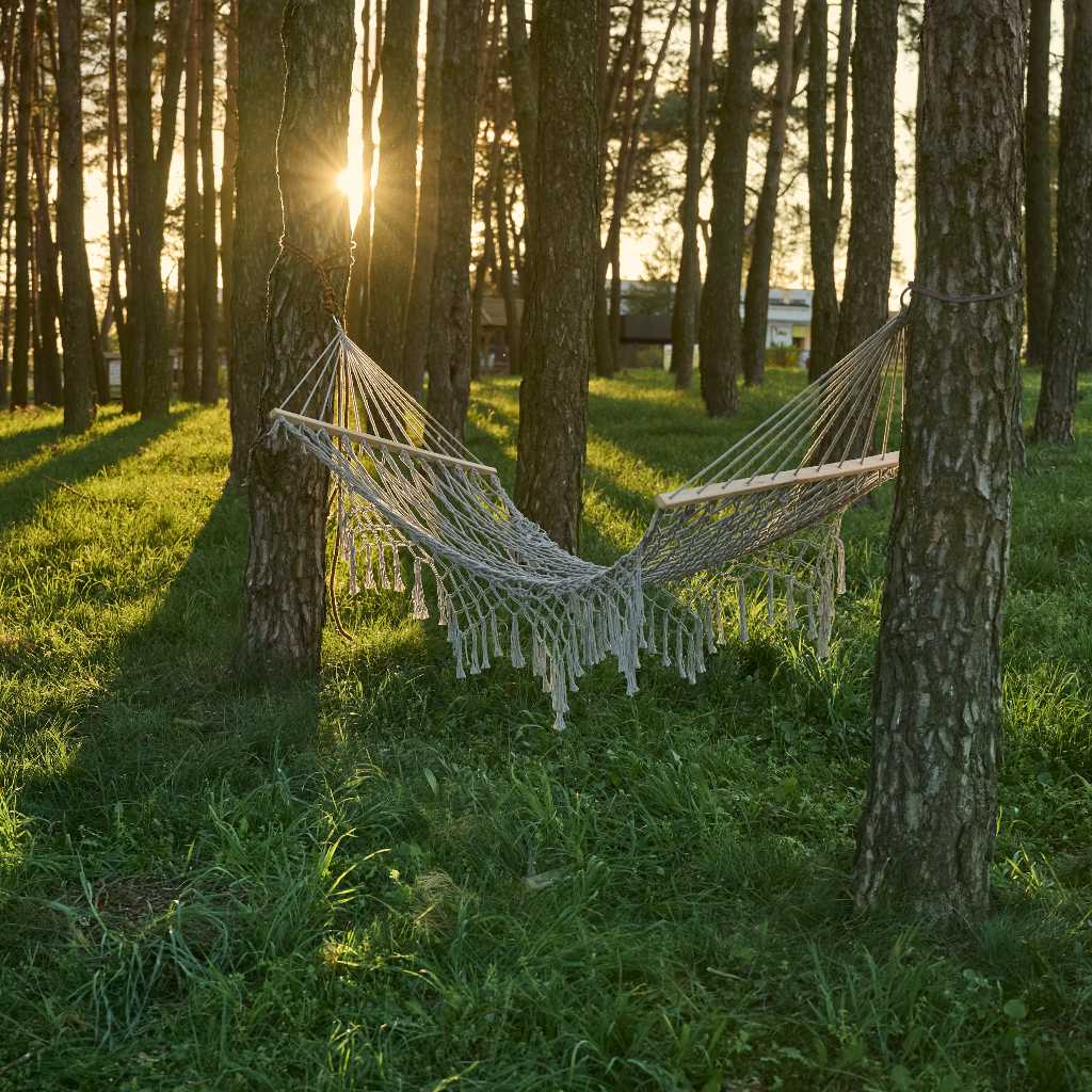 Havehængekøje boho mesh kvast 200cm grå