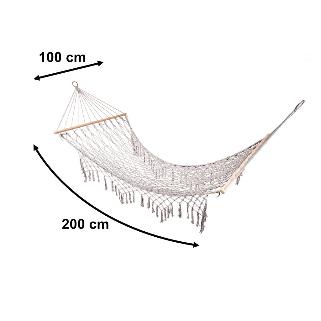 Havehængekøje boho mesh kvast 200cm grå