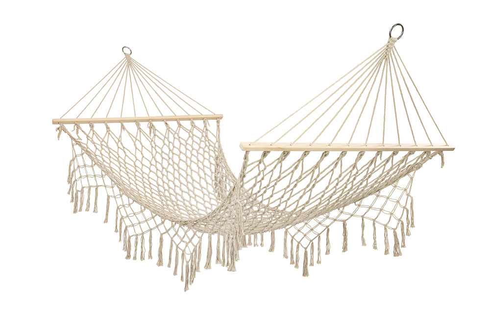Havehængekøje boho mesh kvast 200cm ecru