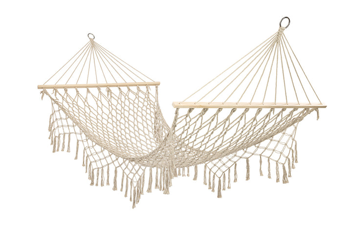 Havehængekøje boho mesh kvast 200cm ecru