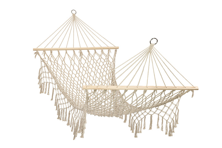 Havehængekøje boho mesh kvast 200cm ecru