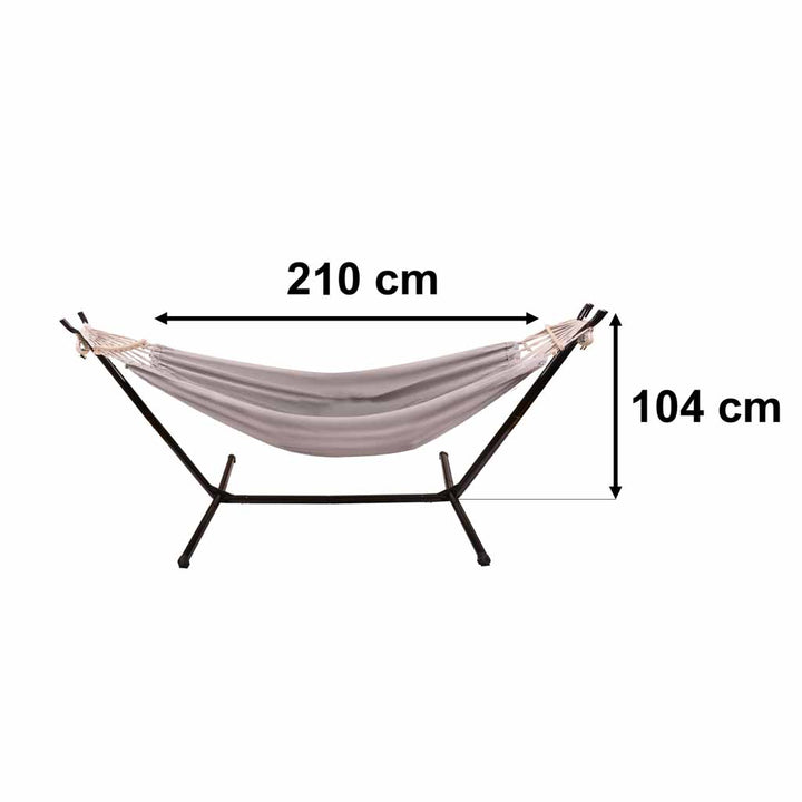 Havehængekøje med stel, to-personers gyngestativ, hængekøjestativ, stor, stærk + overtræk 200 cm 100 kg