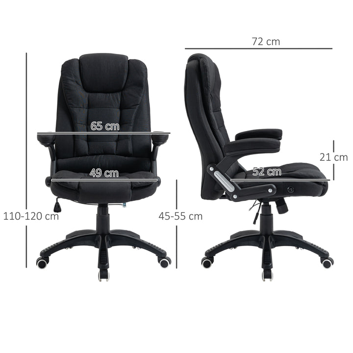 Kontorstol computerstol afslappet liggende højdejusterbar skrivebordsstol ergonomisk 360° skumplast-plastik linnedlignende polyester sort 65 x 72 x 100-120 cm