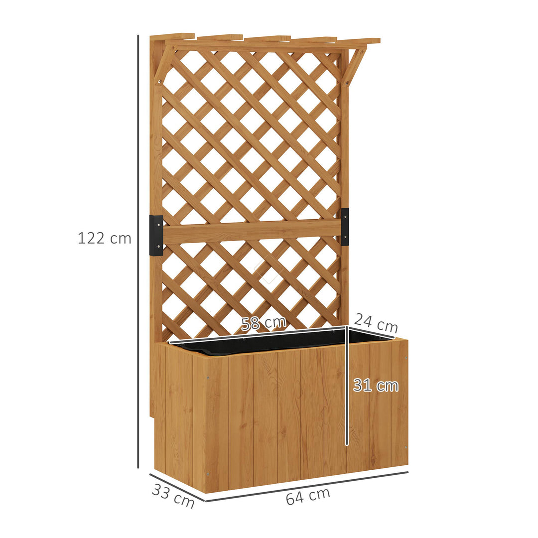 Hævet havebed med espalier, espalier, blomsterkasse, træ, haveespalier 64 x 33 x 122 cm naturligt træ