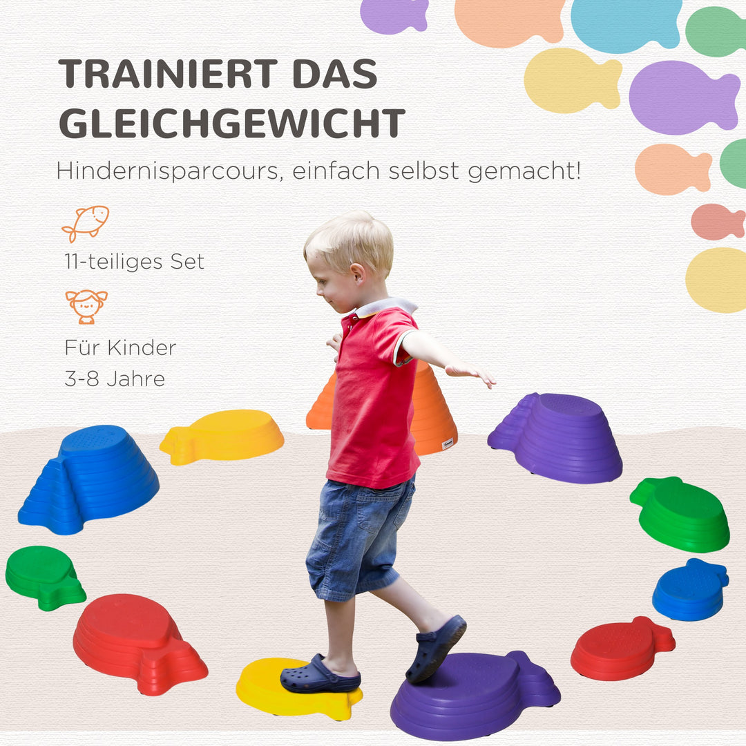 Balance stones, trappesten, 11 stykker, stabelbare, skridsikre, robuste, til indendørs og udendørs brug, belastningsevne op til 100 kg