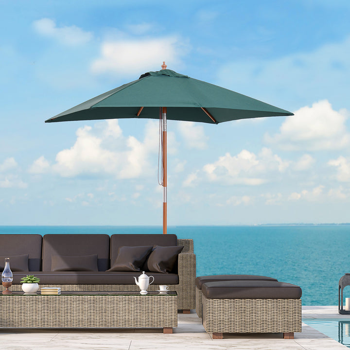 Parasol 200 x 150 x 235 cm, Sammenklappelig Haveparasol, 3-trins justerbar, Rektangulær Strandparasol, Vandafvisende og UV-resistent til Strand, Balkon, Terrasse, Have, Grøn