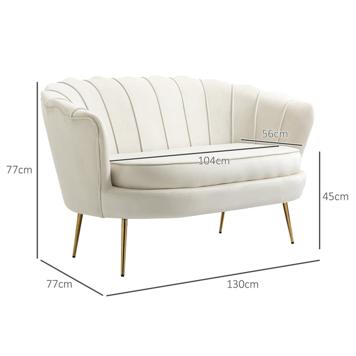 Vintage 2-personers sofa, polstrede møbler, fløjlslook, op til 150 kg, creme/guld