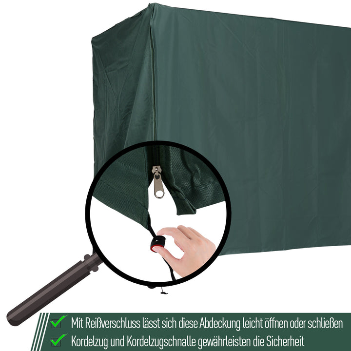 3-Personers gyngeovertræk, vandafvisende, vinterbestandigt beskyttelsesovertræk til havegynge, uv-bestandig presenning, overtræk, rivefast 420d oxford-stof, 177 x 114 x 152 cm, mørkegrøn