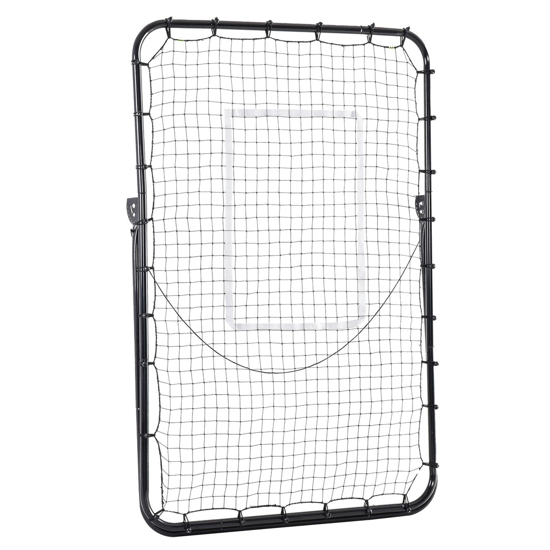 Fodbold-reboundnet, justerbar vinkel, højdejusterbar, rebounder, kickback, sort