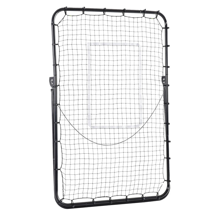 Fodbold-reboundnet, justerbar vinkel, højdejusterbar, rebounder, kickback, sort