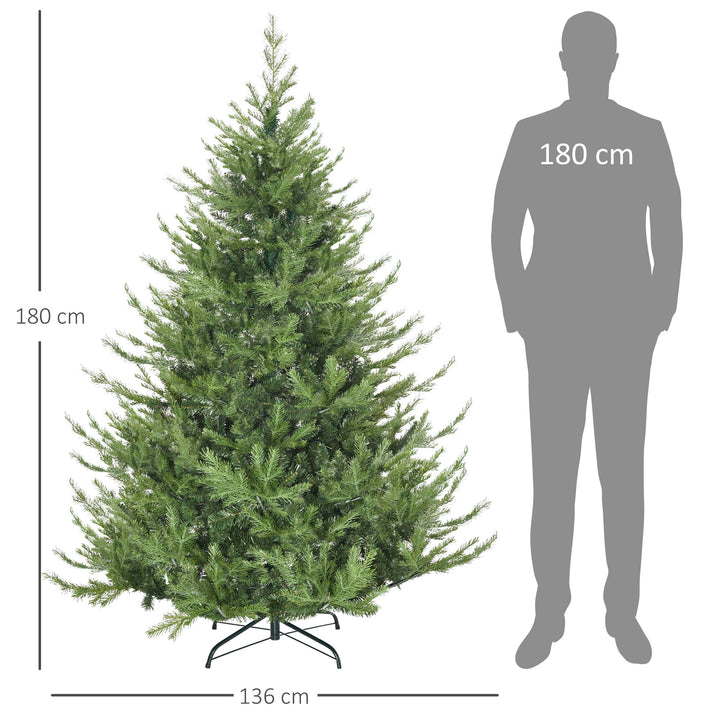 Juletræ, kunstig gran, realistisk look, hurtig samling, plastik, grøn, 136 x 136 x 180 cm