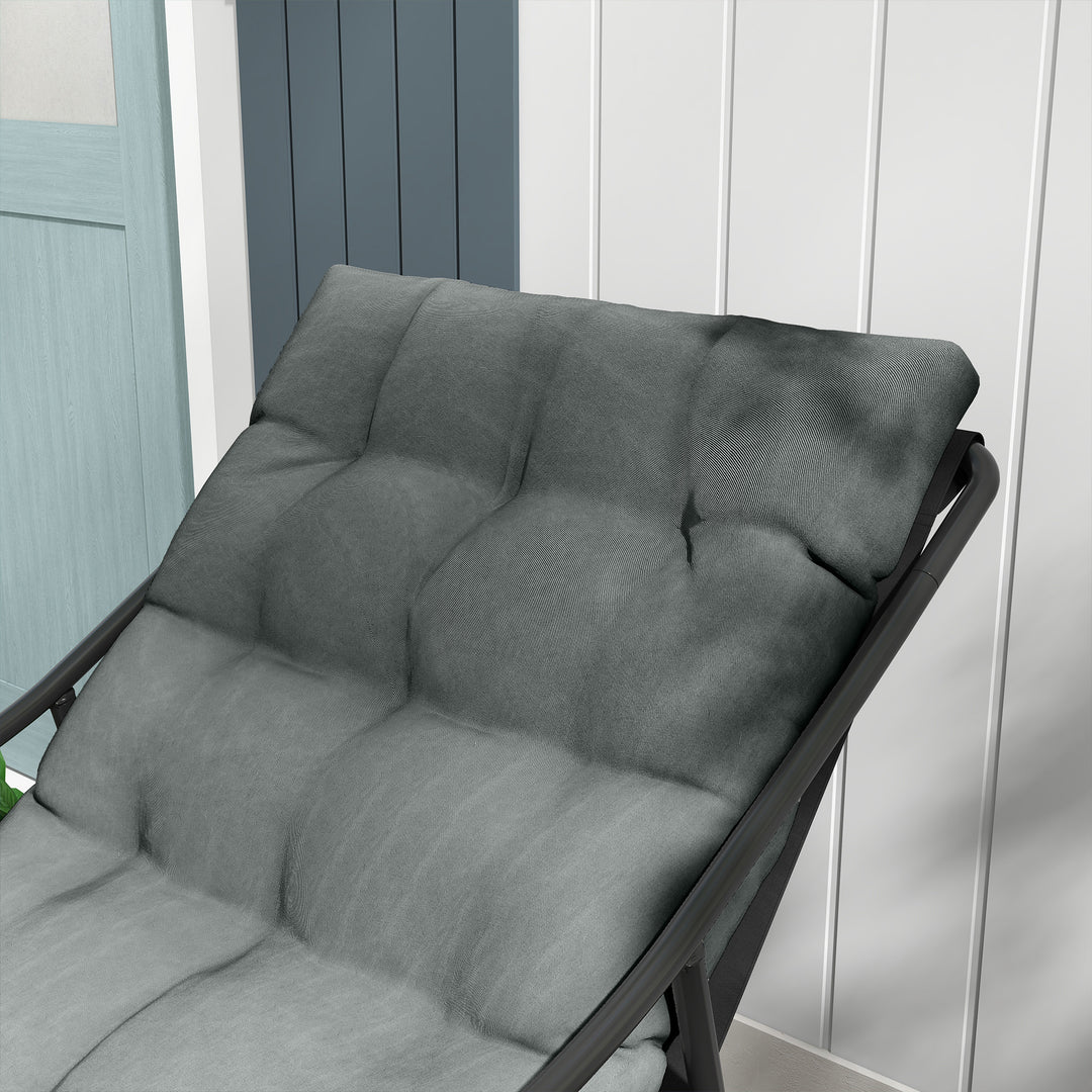 Udendørs lounge, tykke hynder, stel i rustfrit stål, 62B x 110D x 88H cm, grå/sort