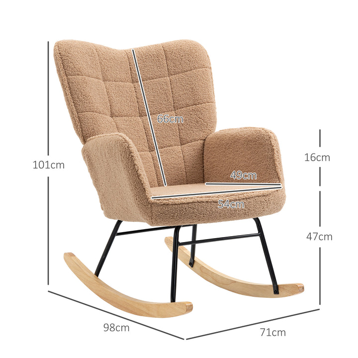 Retro gyngestol, massivt træ, lænestol, afslappende lænestol, 98 cm x 71 cm x 101 cm, brun