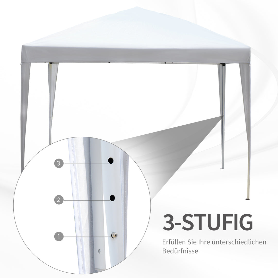 Pavillon, 2,95 x 2,95 m Pop-up foldbar pavillon, havepavillon, festtelt, UV-beskyttelse, stål + oxfordstof, hvid