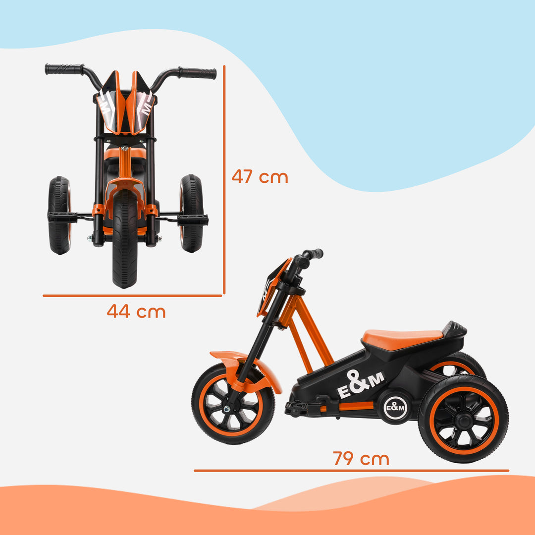 Trehjulet cykel, børnecykel, løbecykel, børnecykel med pedaler, løbecykel til børn 18-36 måneder, stål, 79x44x47 cm, orange