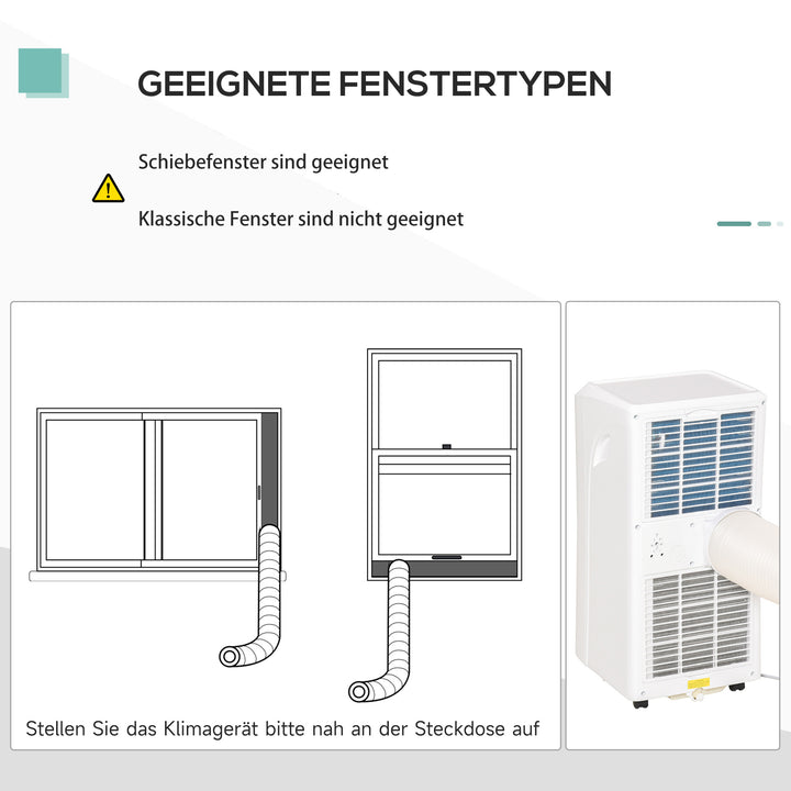 Bærbart klimaanlæg, 7000 BTU 3-i-1 enhed - køling, affugtning og ventilation - affugter, ventilator, med fjernbetjening, 24-timers timer, 2 hastighedsindstillinger, til 10-26 m², hvid