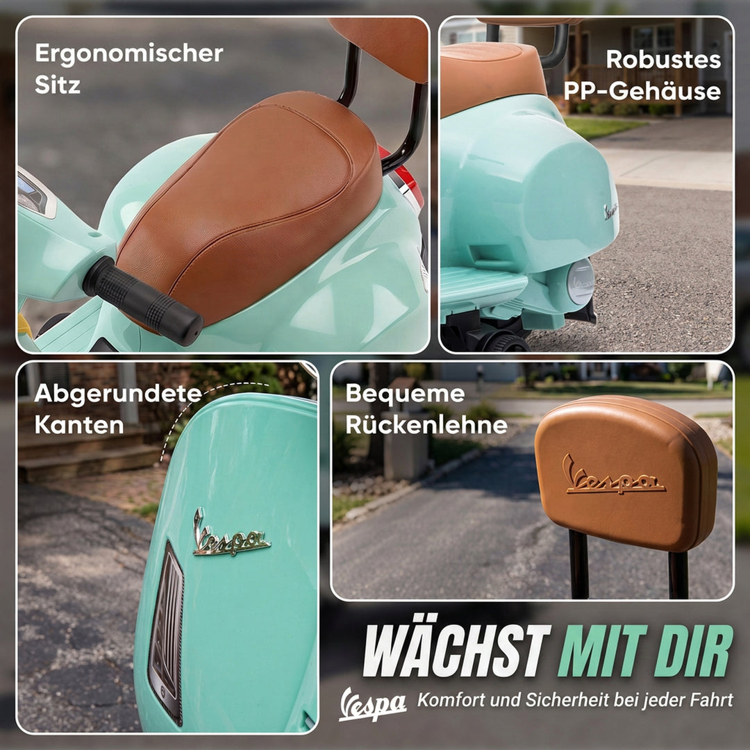 Elmotorcykel til børn Mini Vespa GTS 6V Elmotorcykel Grøn
