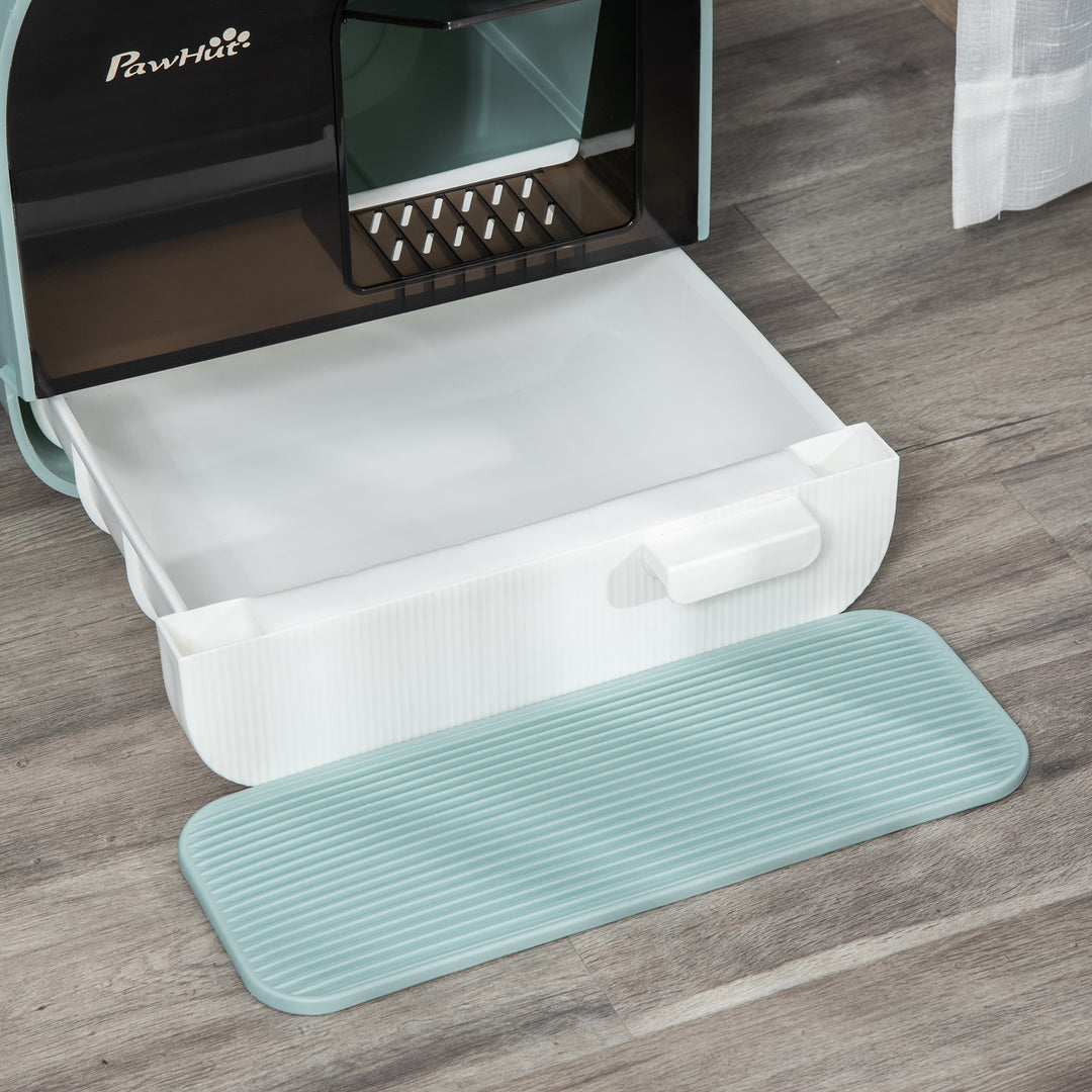 Kattebakke med låg, kattebakke og kattemåtte, grøn, 43 x 44 x 47 cm