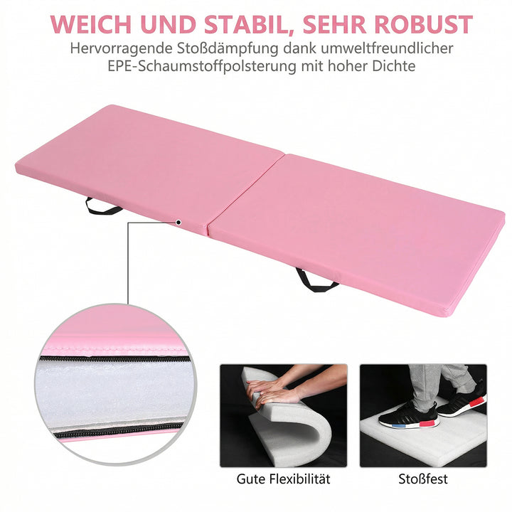 Træningsmåtte Sammenklappelig Fitnessmåtte med Håndtag Pink 180x60x5 cm