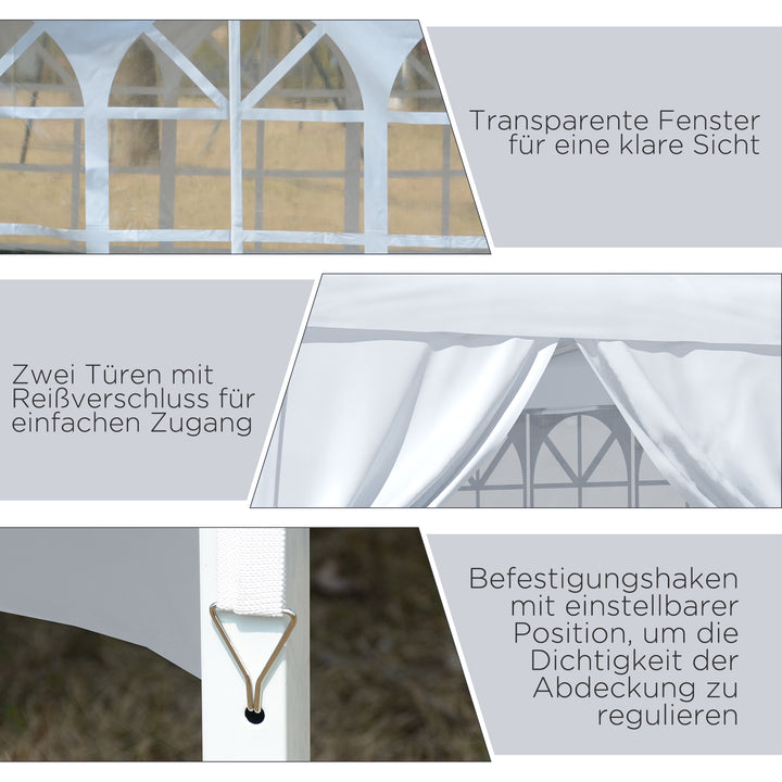 3 x 3 m pavillon med 4 sidevægge, vindue, partytelt med UV-beskyttelse, havetelt inklusive bæretaske, stål, hvid