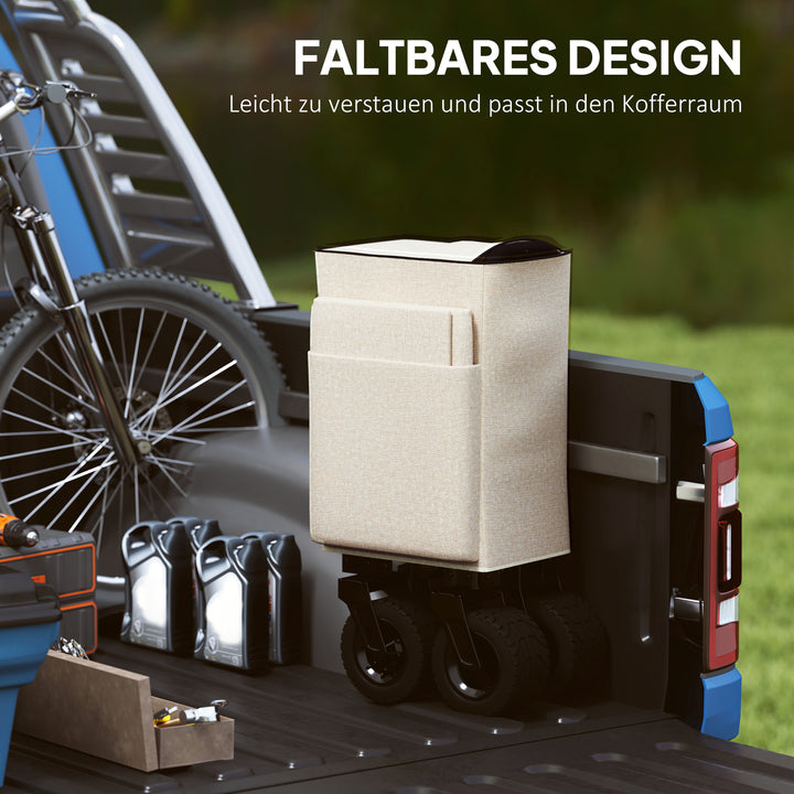 Havevogn, 100 kg lasteevne, foldbar transportvogn med aftagelig presenning, 90 x 48 x 92 cm, beige