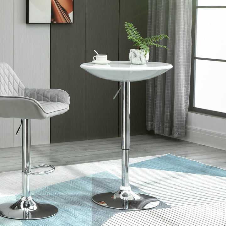 Barbord moderne spisebord højdejusterbart bistrobord højt bord diskbord skrivebord rundt metal abs lak hvid ø61 x 76-97 cm