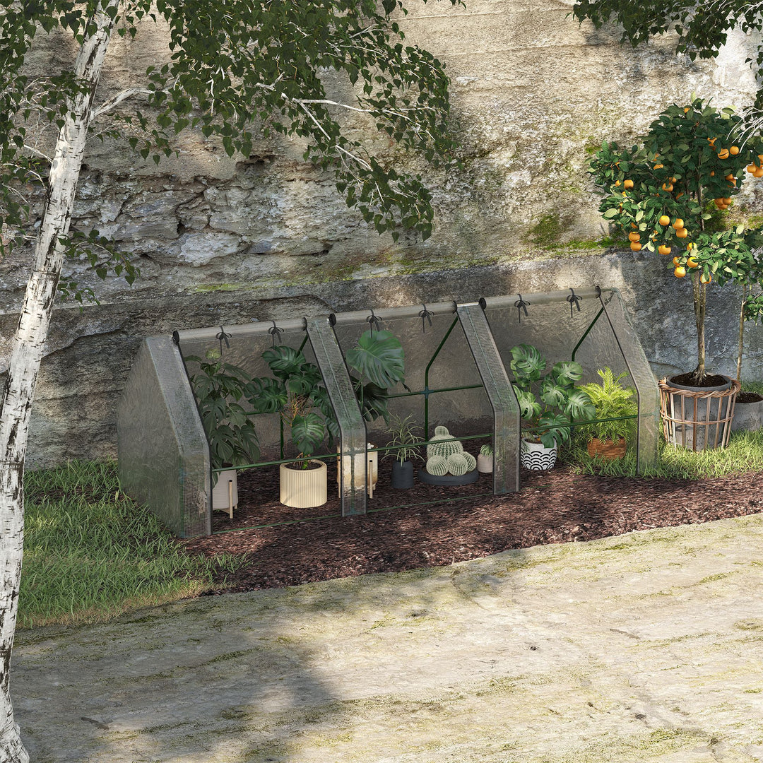 Drivhus med 3 rullevinduer, PE-netfilm, stålfoliedrivhus, drivhus til altan, have, tomathus 270x90x90cm, tomatdrivhus til grøntsager, blomster, planter, hvid