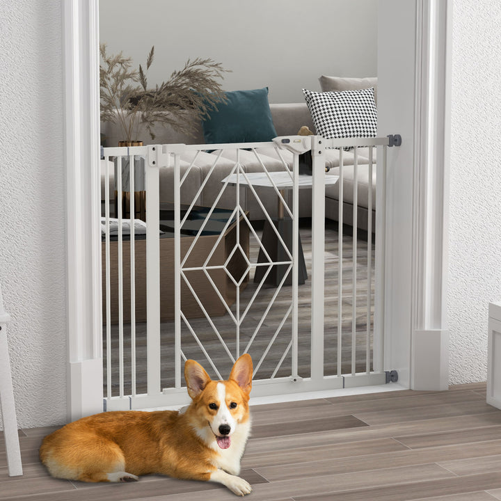 Dørgitter trappegitter barriere hundegitter, 100 cm x 4 cm x 76 cm, hvid