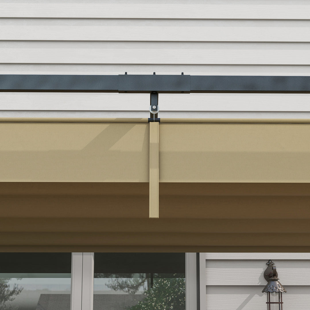 Pergola, robust solsejl til have, altan, terrasse, lavet af metal og plastik, UV- og vandafvisende, khaki