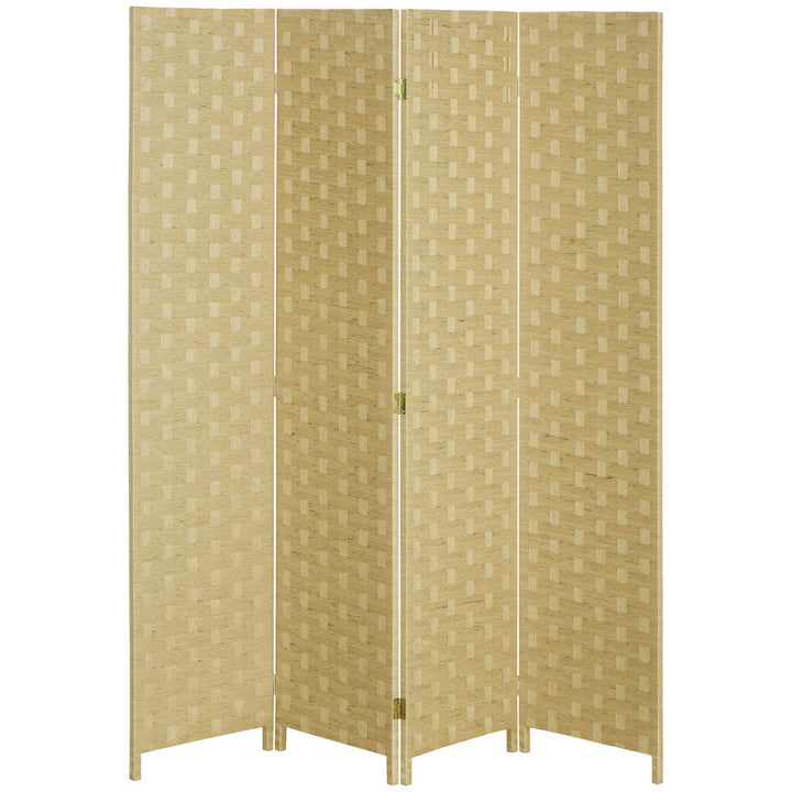 4-panels foldeskærm, 159,5 x 169,5 cm, lavet af bølgepap, til stue, brun