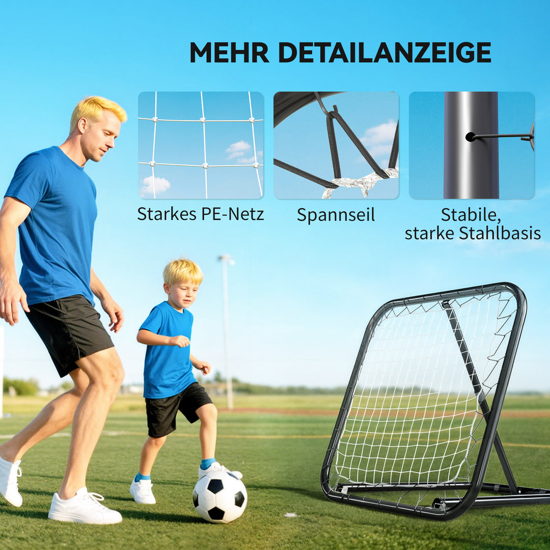 Rebounder til fodbold, 78 x 84 cm reboundingvæg med pløkker, justerbar i 5 niveauer, bærbar, kickback-mål, fodboldmål til unge, fodboldtræningstilbehør til baseballtræning, hvid