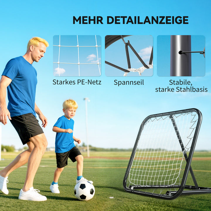 Rebounder til fodbold, 78 x 84 cm reboundingvæg med pløkker, justerbar i 5 niveauer, bærbar, kickback-mål, fodboldmål til unge, fodboldtræningstilbehør til baseballtræning, hvid