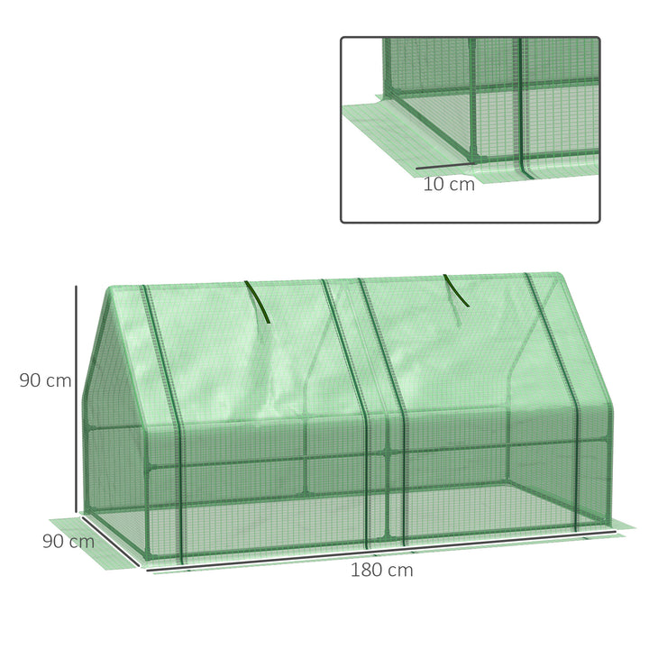Drivhus med 2 rullevinduer, PE-netfilm, stålfoliedrivhus, drivhus til altan, have, tomathus 180x90x90cm, tomatdrivhus til grøntsager, blomster, planter, grønt
