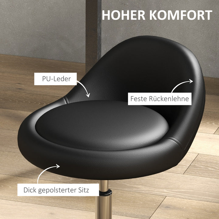 Arbejdsskammel, drejeskammel, rulleskammel, højdejusterbar, roterende sæde, 50 cm x 50 cm x 83 cm, sort + sølv