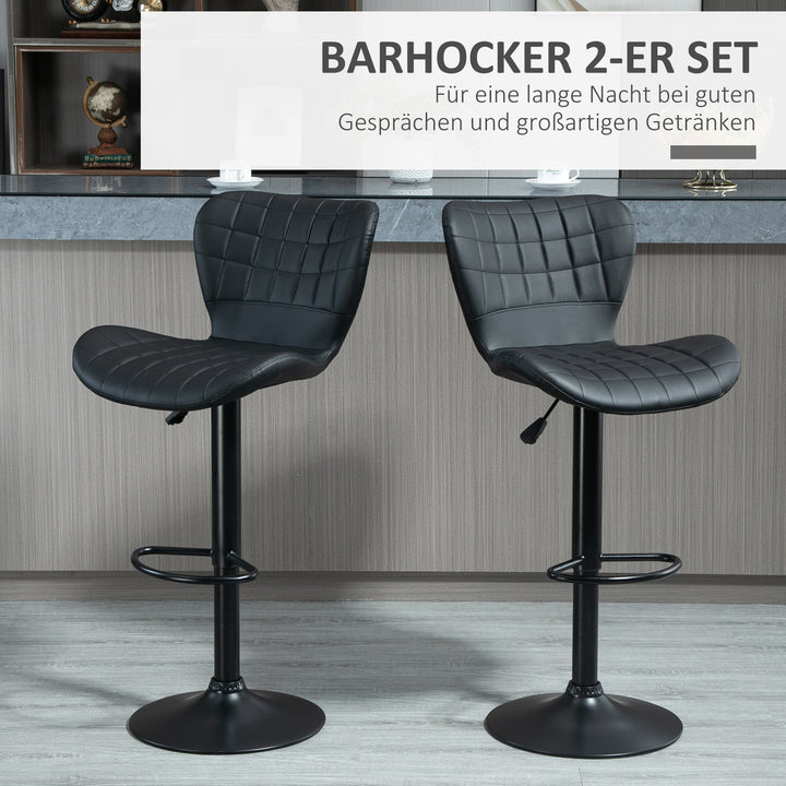 Sæt med 2 barstole, retro design, 47 cm x 51,5 cm x 89-109 cm, sort