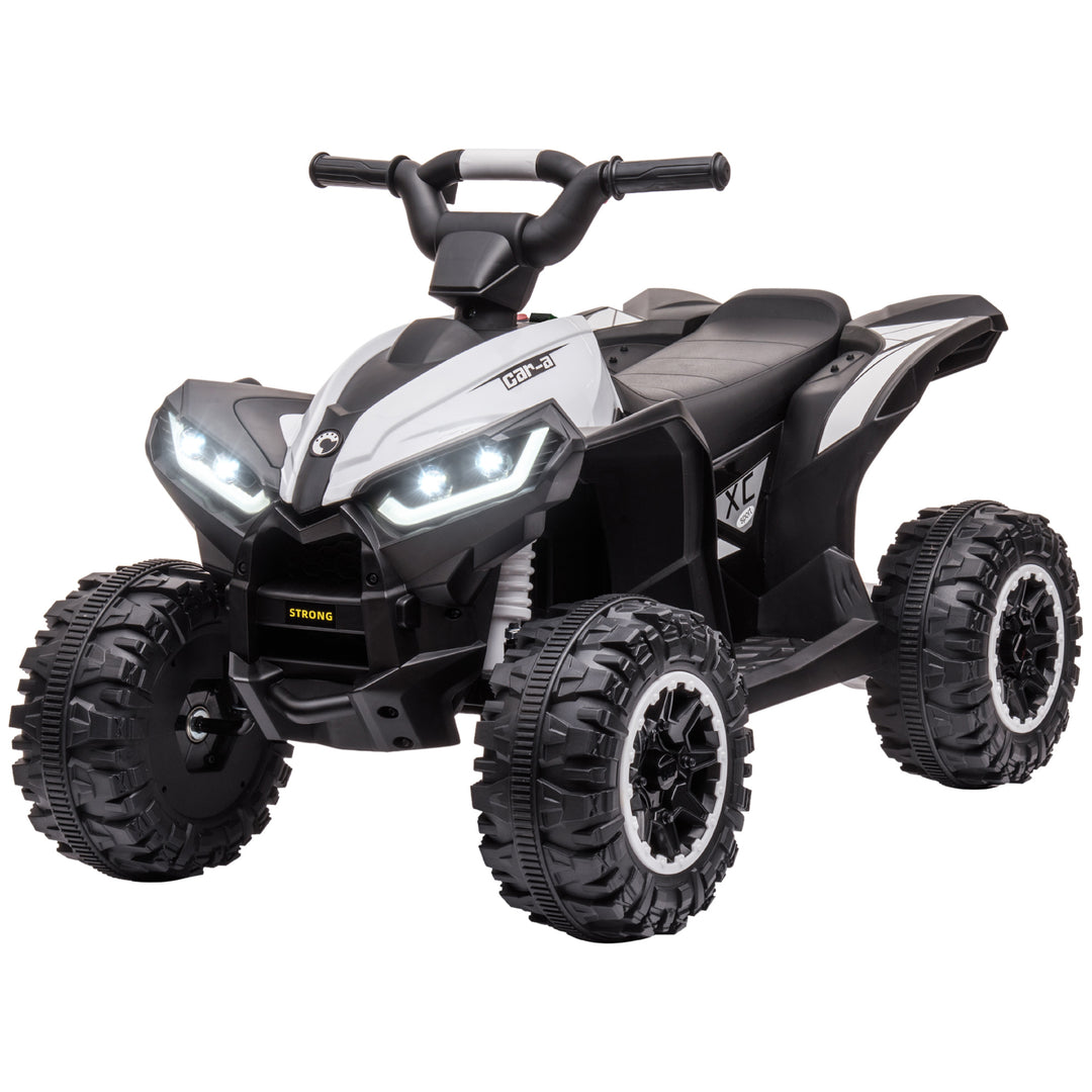 Børne ATV elektrisk kørebil, 6 km/t, lyd- og lyseffekter, 83 cm x 53 cm x 55,5 cm, sort + hvid