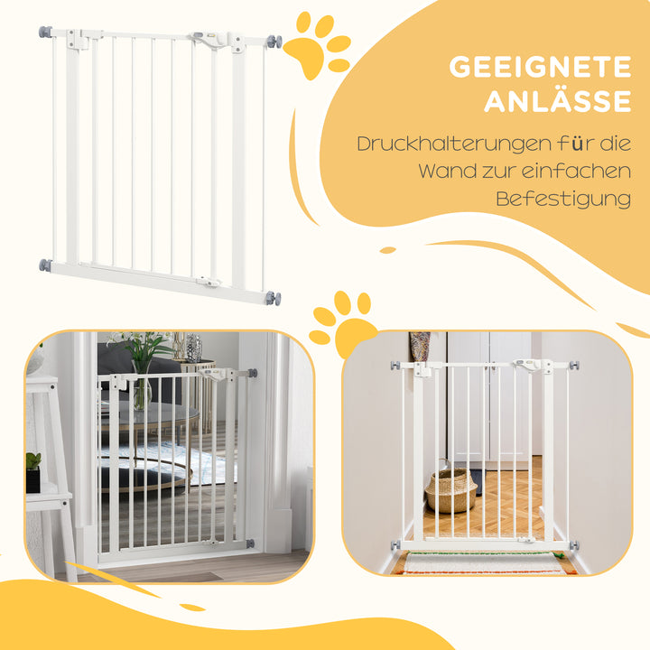 Hundegitter, kæledyrsgitter, metal, plast, 74-80 cm, hvid