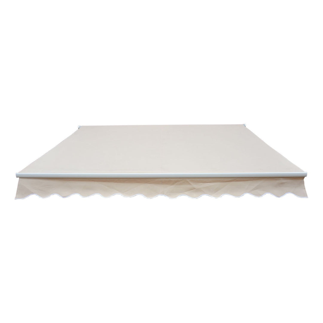 Markise med leddelt arm, justerbar klemme, terrassemarkise, 4,5 x 3 m solbeskyttelse med håndsving, balkonmarkise, beige