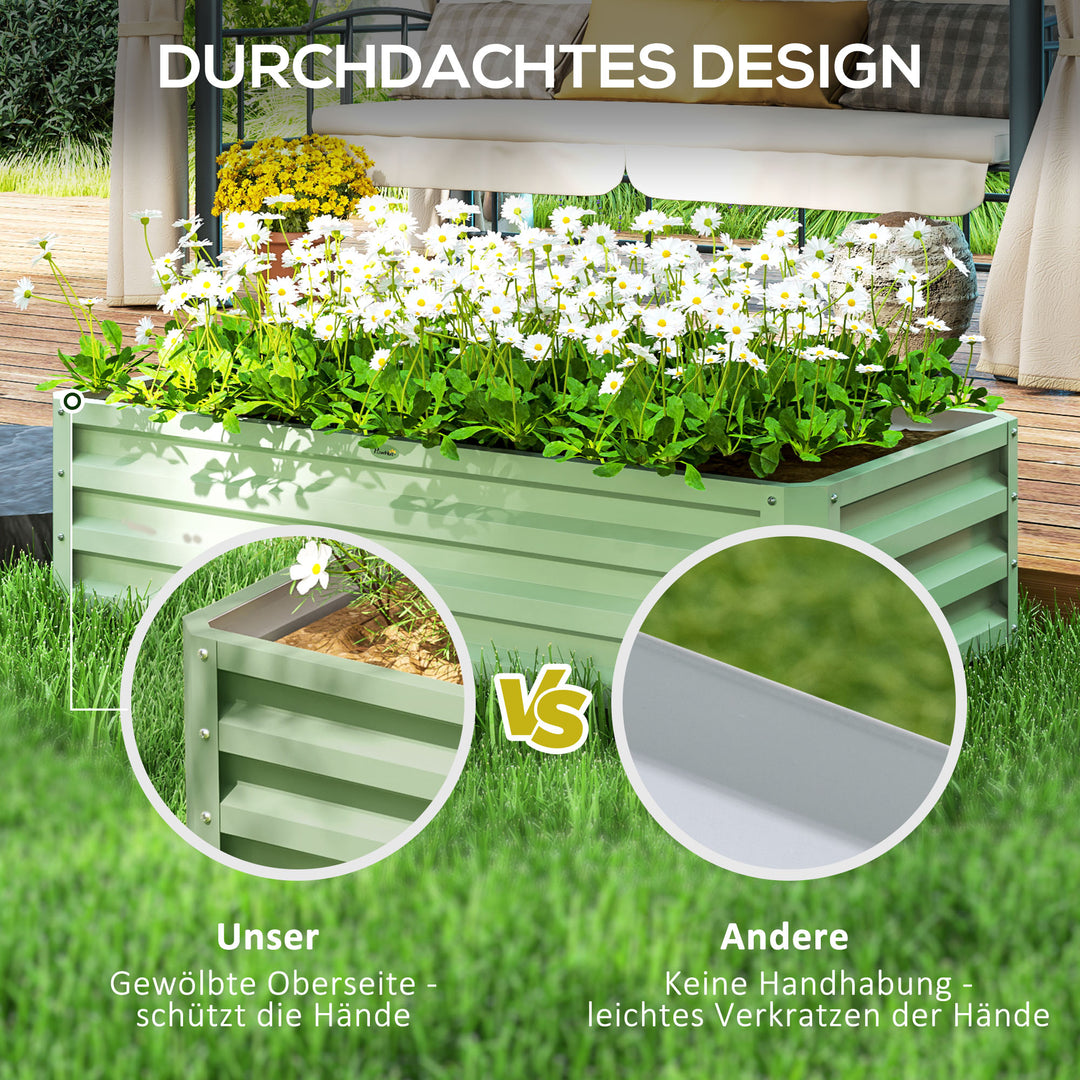 Højbedspotte, vejrbestandig, åben bund, galvaniseret stål, 120 cm x 60 cm x 30,5 cm, grøn