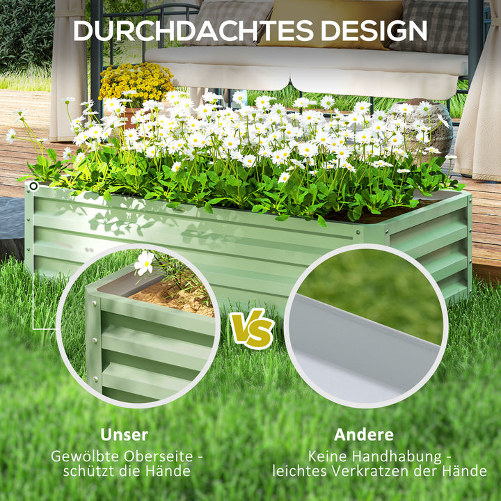 Højbedspotte, vejrbestandig, åben bund, galvaniseret stål, 120 cm x 60 cm x 30,5 cm, grøn