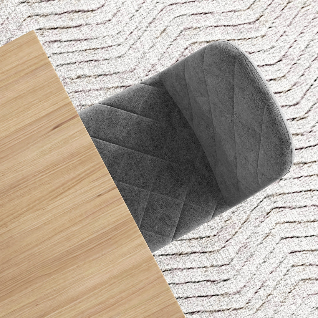 Spisestole, sæt med 4 køkkenstole med ryglæn, velour look, polstrede stole med metalben, til spisebord, grå