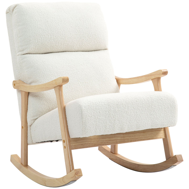 Gyngestol, betræk i fløjlsstof, ergonomisk ryglæn, 120 kg lasteevne, 65b x 90d x 98h cm, cremehvid
