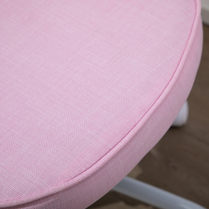 Drejestol, sødt hjertedesign, højdejusterbar, betræk i hørlook, pink, 42 x 50 x 79-89 cm