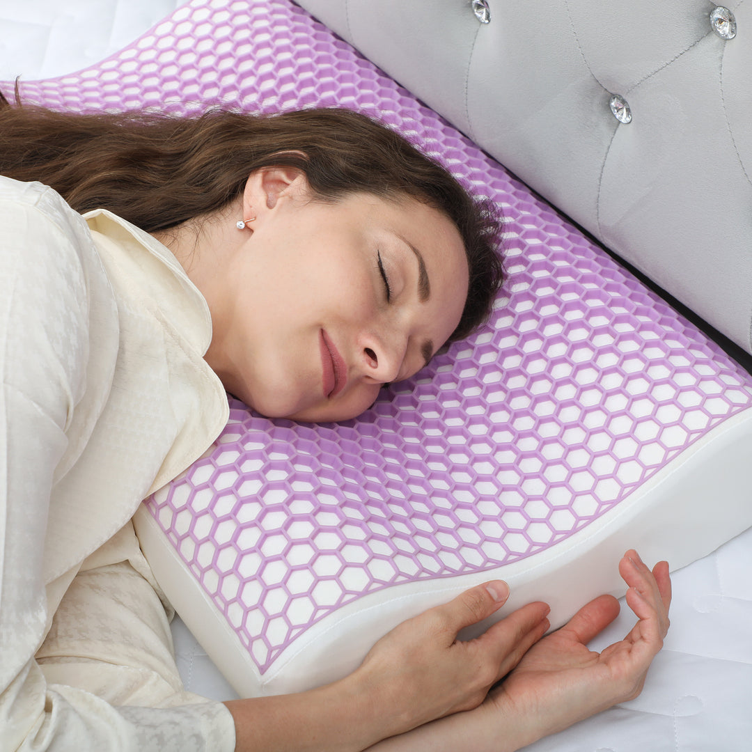 Memory foam pude, nakkestøttepude med aftageligt betræk, 2 højder ergonomisk, 2s hurtig reaktion